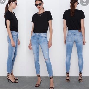 Zara multi damage skinny jeans
